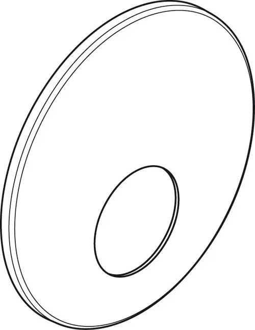Runde Chrom-Rosette von Ideal Standard für Brausearmatur, mit mittigem Loch und gleichmäßiger, schmaler Kante.